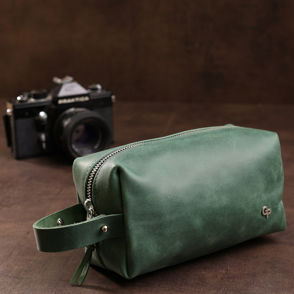 Кожаная косметичка унисекс GRANDE PELLE 11572 Зеленый Киев - изображение 8