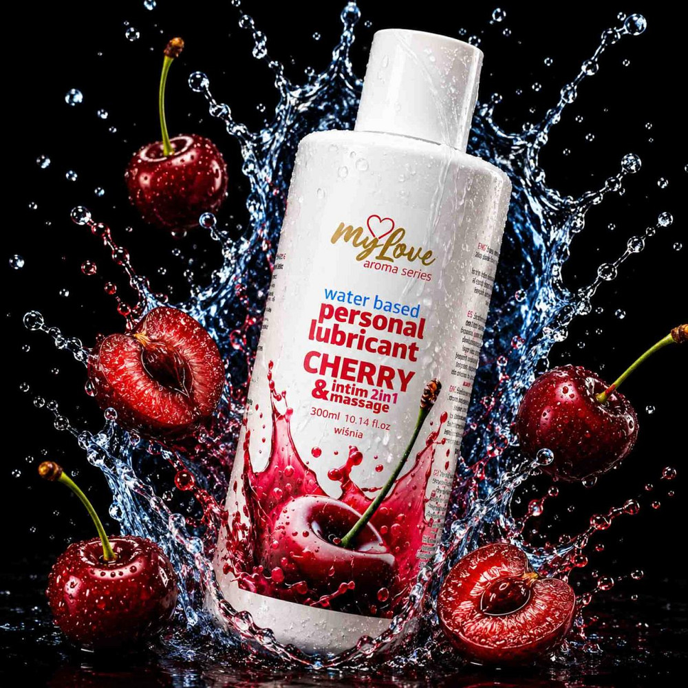 Водный лубрикант 2в1 для интимной близости и массажа MyLove Aroma Series Cherry (Вишня), 300 мл Sex Aura Киев - изображение 2