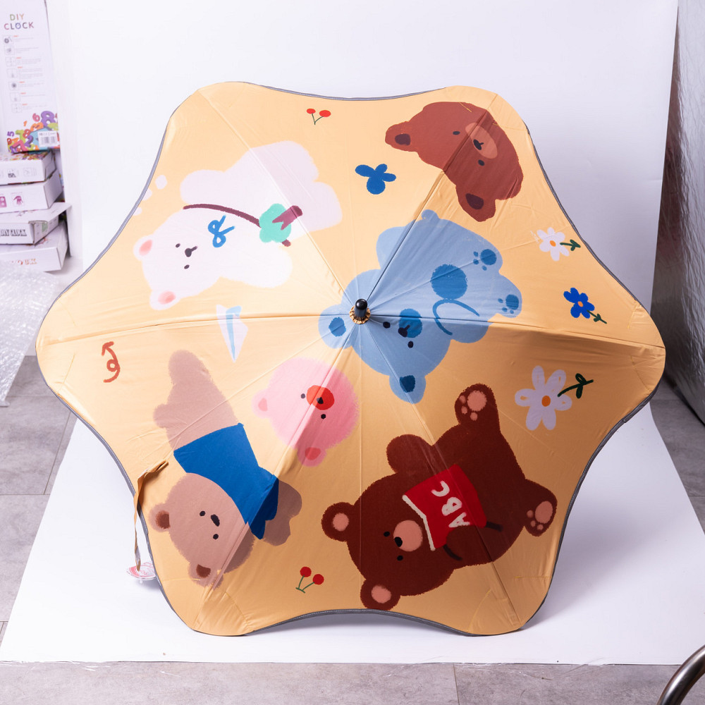 Парасолька дитяча механічна елегантна з принтом міцна надійна з поліестеру діаметр 90 см Жовтий HP-23-13Y Київ - фото 9