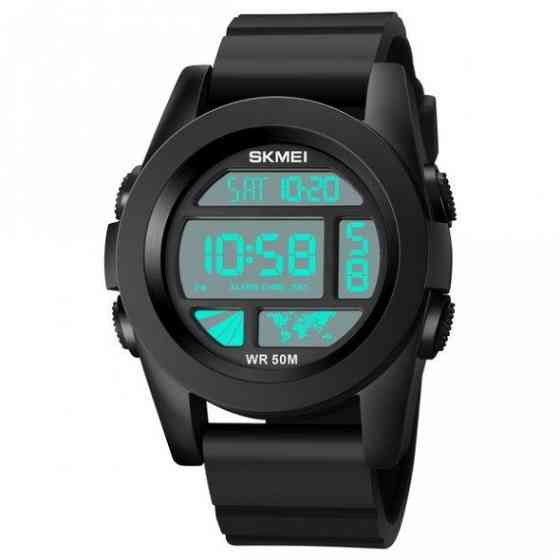 Тактические водостойкие кварцевые часы Skmei World black Киев