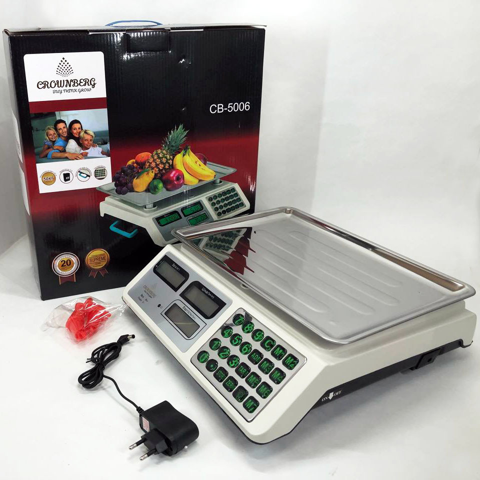 Ваги для магазину до 50 кг Crownberg CB-5006, Ваги торгові до 50 кілограм з дисплеєм FJ-18 Львів - фото 18