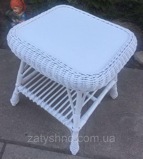 Білий стіл плетений журнальний Київ - фото 7