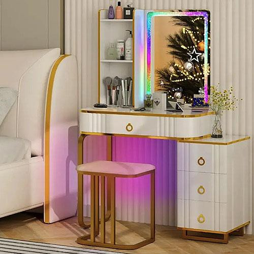 Набір меблів туалетний столик із пуфом LED-підсвітка для спальні та косметики Київ - фото 1