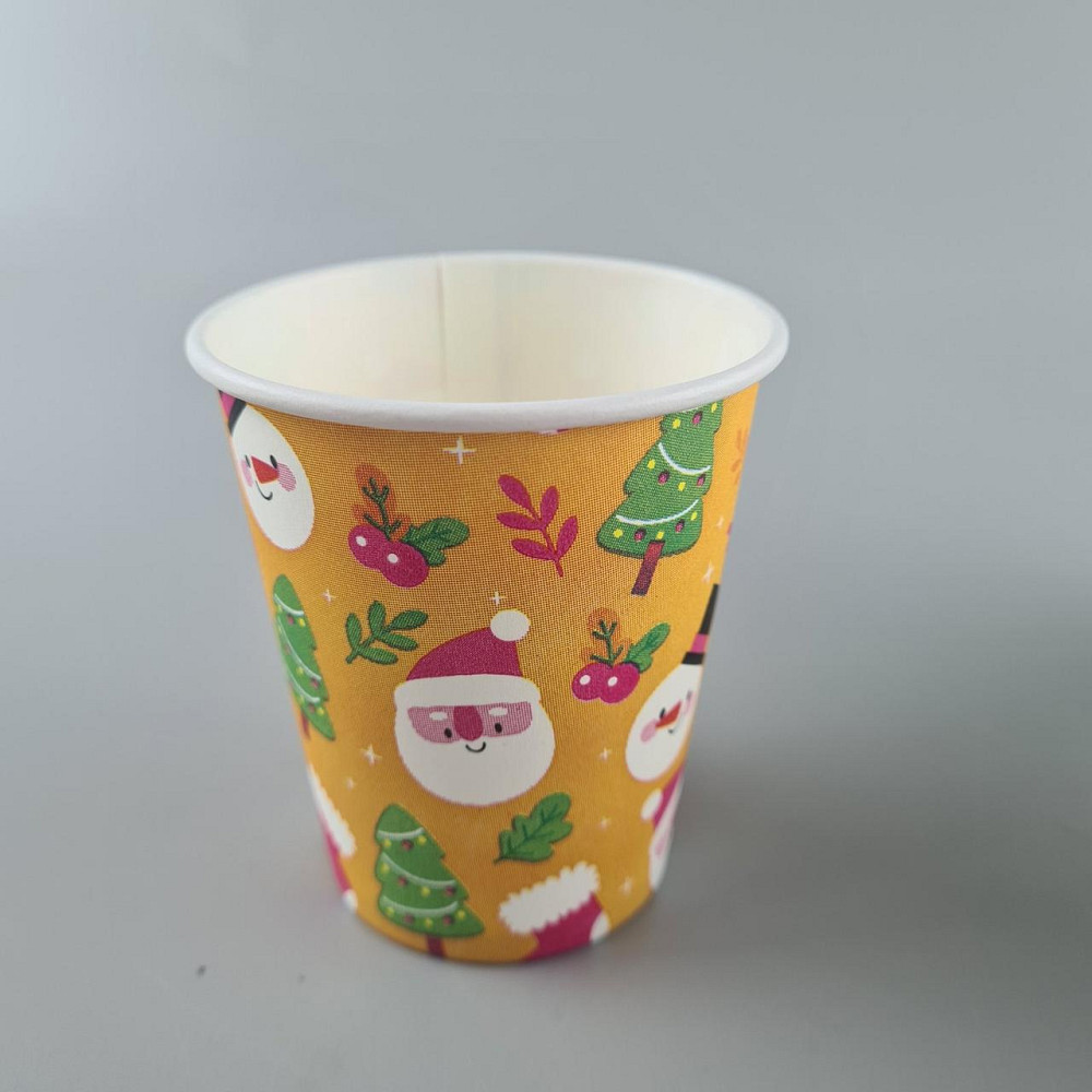 Бумажные стаканы цветные 175мл НГ "СНЕГОВИК НА ЖЕЛТОМ"  Маэстро (50 шт) Харьков - изображение 2