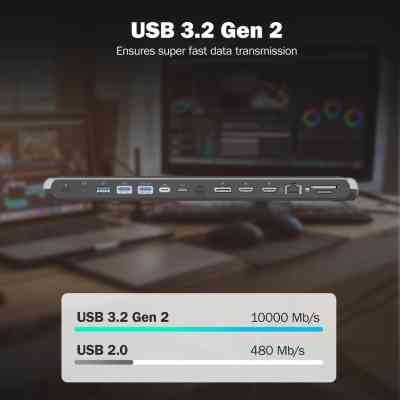 Порт-репликатор Digitus USB-C > 2xHDMI/1xDP/3xUSB-A/USB-C/RJ54/PD/Audio (DA-70919) Винница