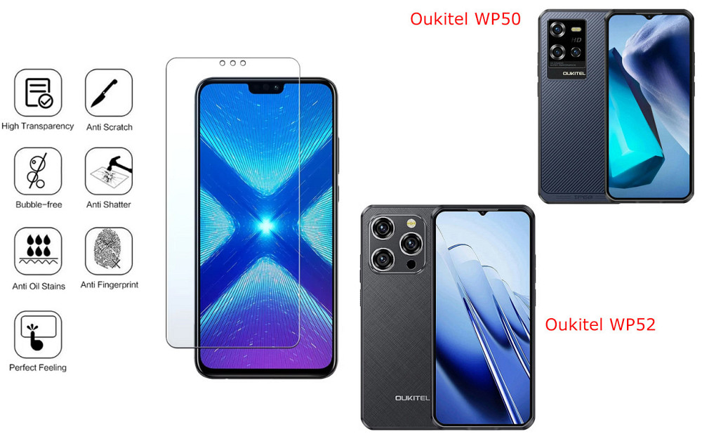 Захисне скло NeoGlass для Oukitel WP50, Oukitel WP52 – надпрозоре та стійке Київ - фото 4