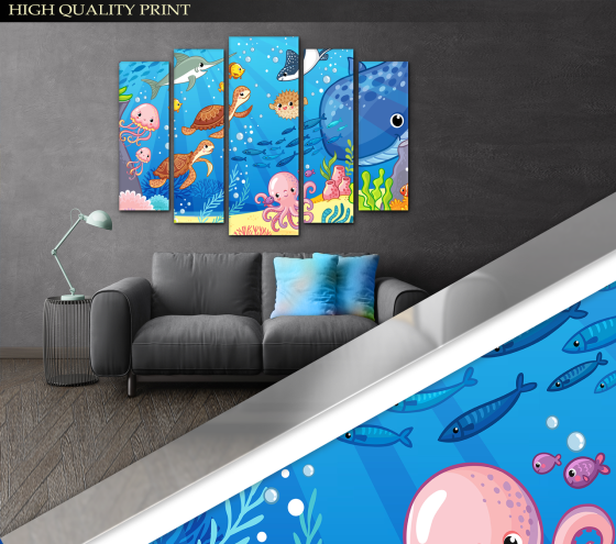 Модульна картина в дитячу Морські Жителі Art-369_5 ( 80х118см ) Київ