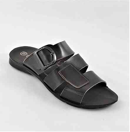 Чоловічі Шльопанці Тапочки Сланці Чорні Шкіряні (розміри: 41,42,43,44) Дніпро