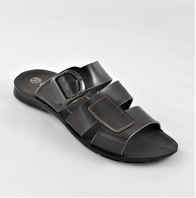 Чоловічі Шльопанці Тапочки Сланці Чорні Шкіряні (розміри: 41,42,43,44) Дніпро - фото 4