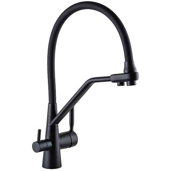 Змішувач для кухні під осмос Globus Lux GLLR-0800-10-01 гофрований  на гайці латунь, Чорний-Чорн Луцк