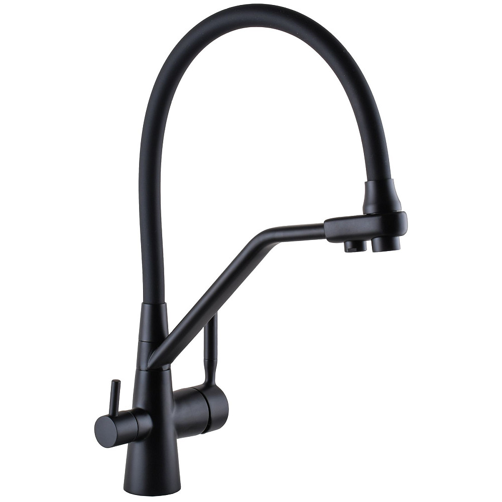 Змішувач для кухні під осмос Globus Lux GLLR-0800-10-01 гофрований  на гайці латунь, Чорний-Чорн Луцк - изображение 5