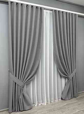 Комплект готовых штор VR-Textil Блэкаут двусторонний ASHEN NIGHT № 1851ш Серый 150х290 см 2 шт (33-0894) Киев
