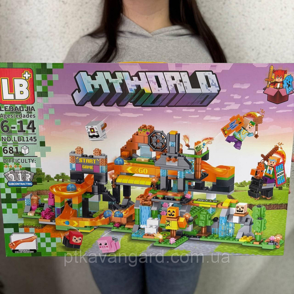 Конструктор Майнкрафт гірка з кульками 681 деталь блочний My World LB 1145 Хмельницький - фото 1