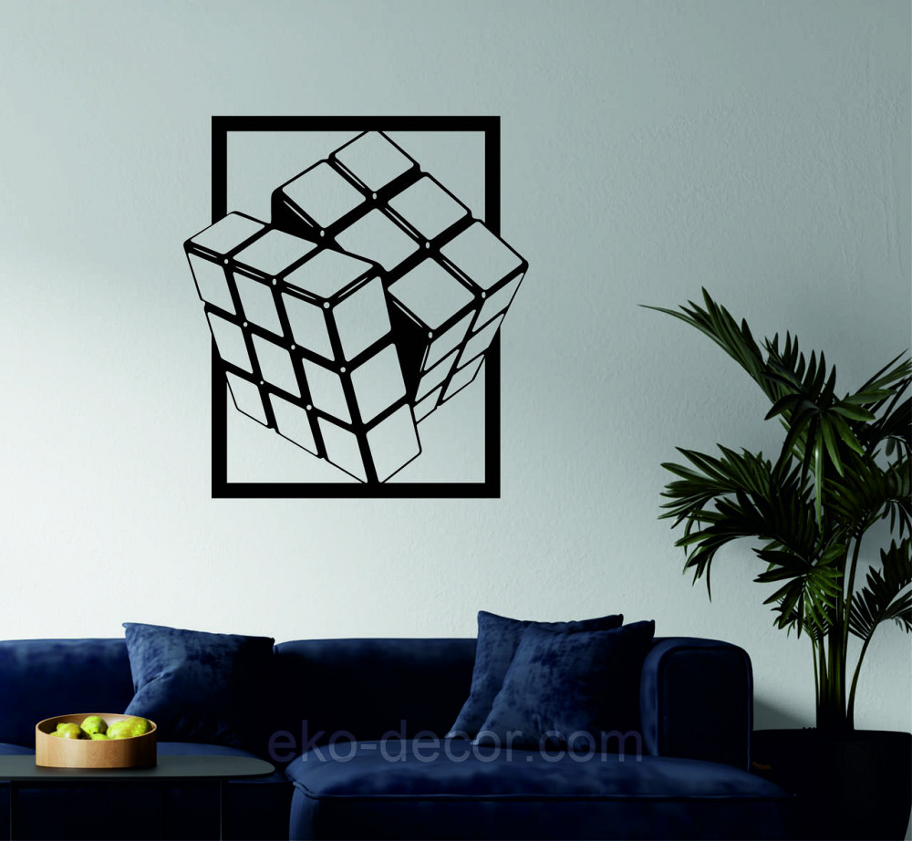 Декоративное настенное Панно «Куб» Декор на стену Чорний, 70*63 см Киев - изображение 2