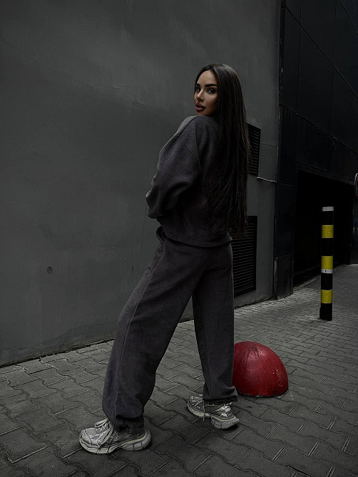 Жіночий зручний теплий костюм із флісу двосторонній Графіт, 42/44 Одеса - фото 3