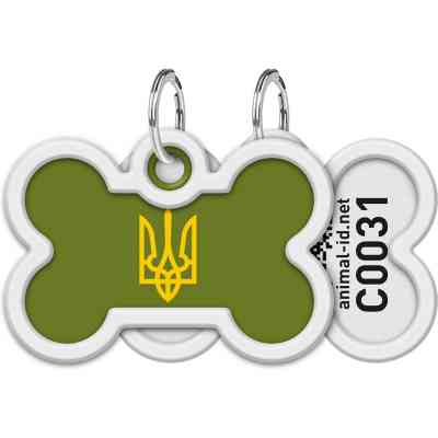 Адресник для животных WAUDOG Smart ID с QR паспортом "Тризуб олива", кость 40х28 мм (231-4032) Винница