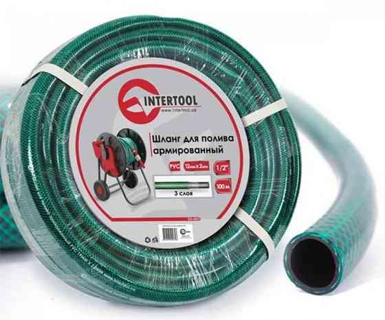 Шланг INTERTOOL GE-4027 для поливу 3-шари 1/2"армов.100м PVC Коломия
