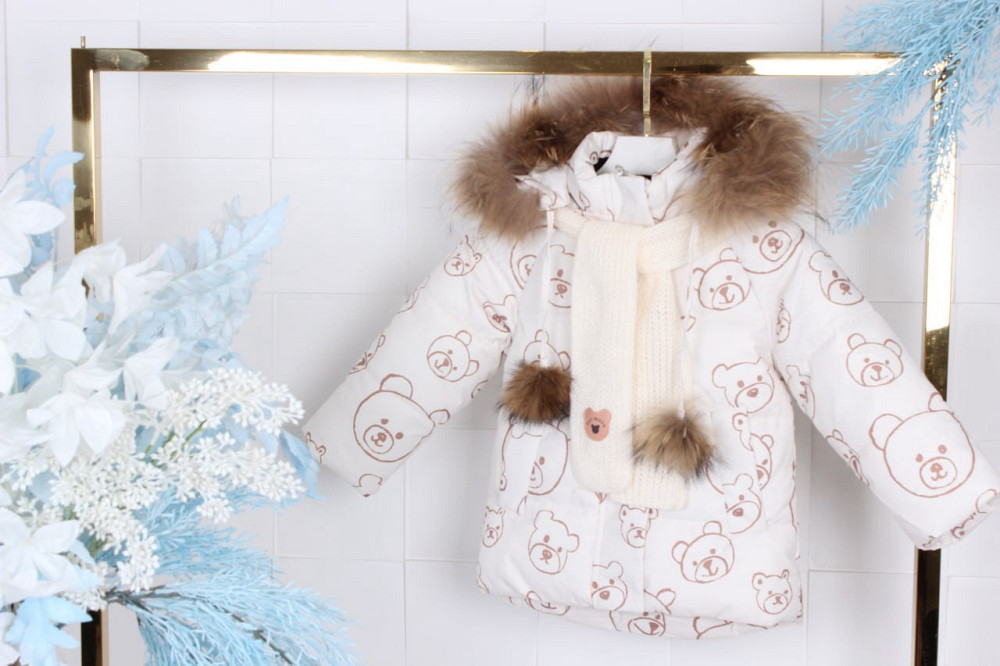 Детская зимняя куртка на девочку с натуральным мехом на холофайбере 86 Николаев - изображение 1