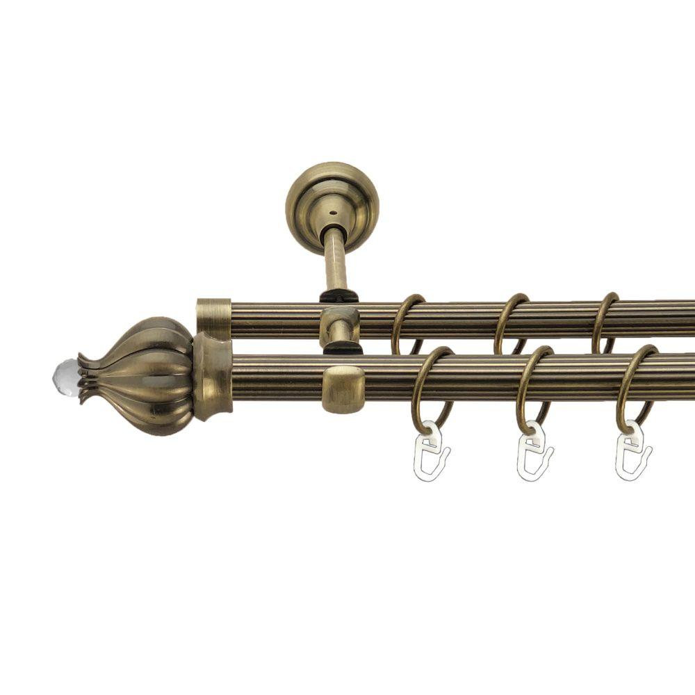 Карниз Orvit Таджа-Кристал металевий дворядний відкритий рифлена труба кільце металеве Антик 19\16 мм 300 см Львов - изображение 1