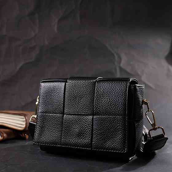 Класична вечірня сумка для жінок з палітурками з натуральної шкіри Чорна (Vintage) Київ