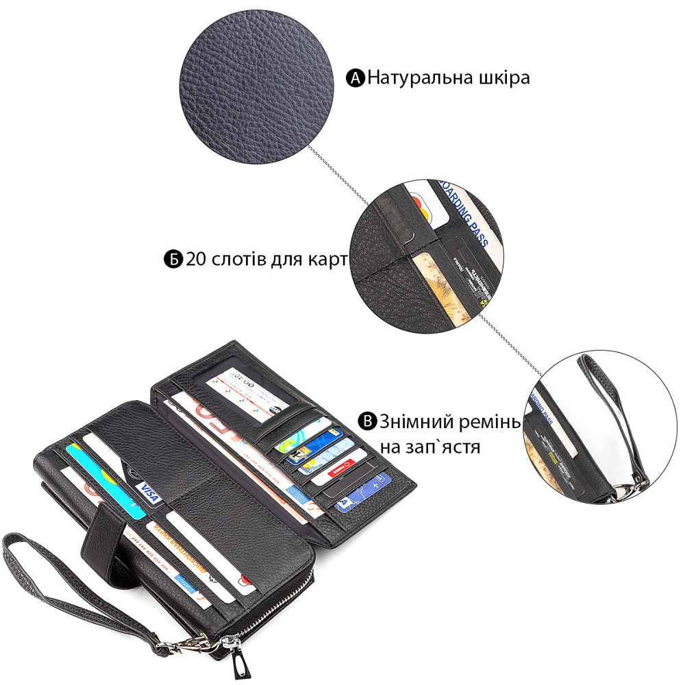 Чоловічий гаманець стильний Чорний (ST Leather) Київ - фото 8