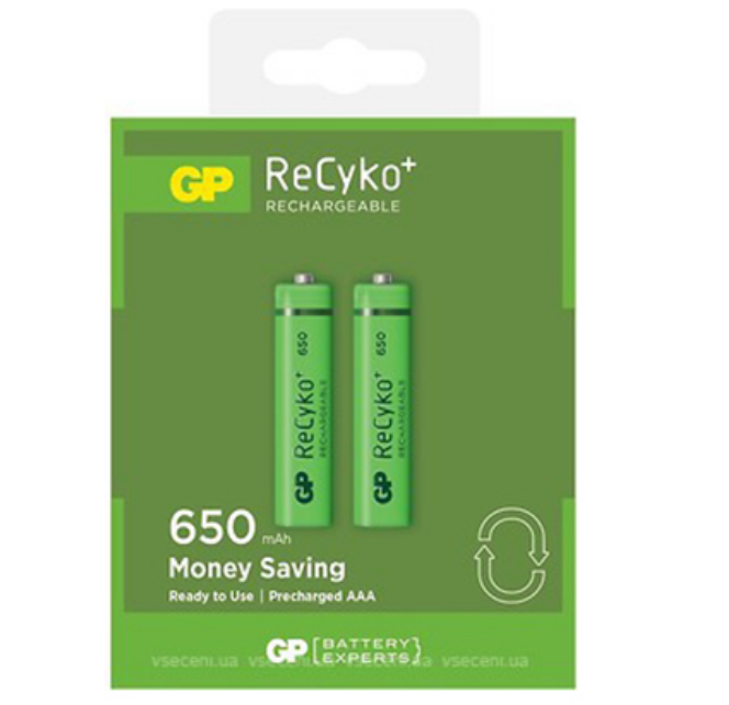 Акумулятор AAA/HR03 NiMh 650 мАh (бл-2шт) GP ReCyko New desing Житомир - изображение 2