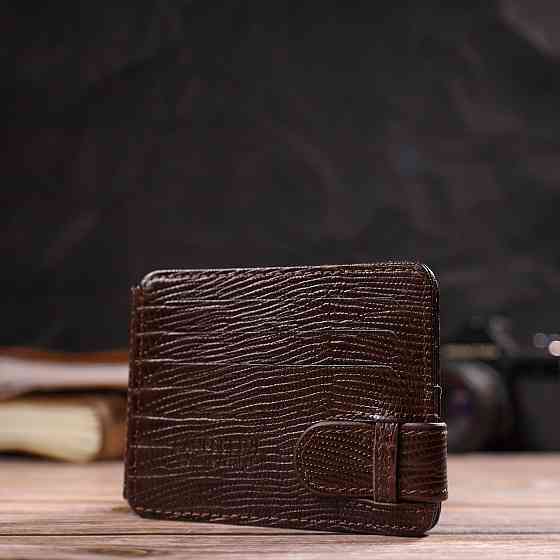 Фактурний затискач для грошей з натуральної шкіри з тисненням CANPELLINI 21940 Коричневий Київ