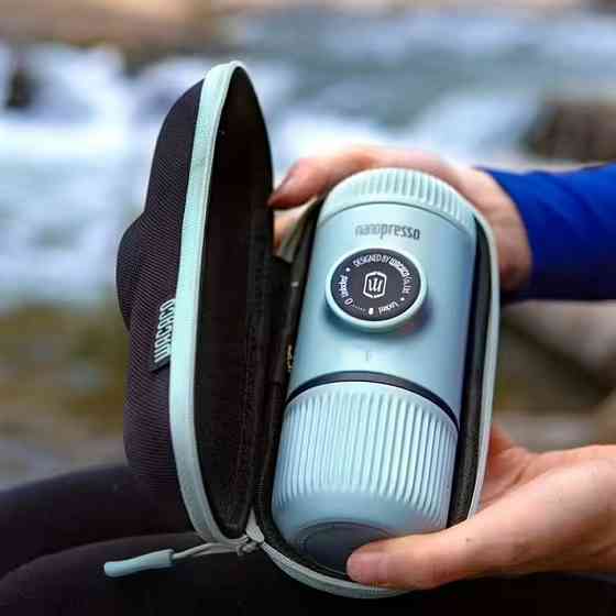 Эспрессо-кофеварка Wacaco Nanopresso 18 бар 80мл с чехлом Голубой Винница