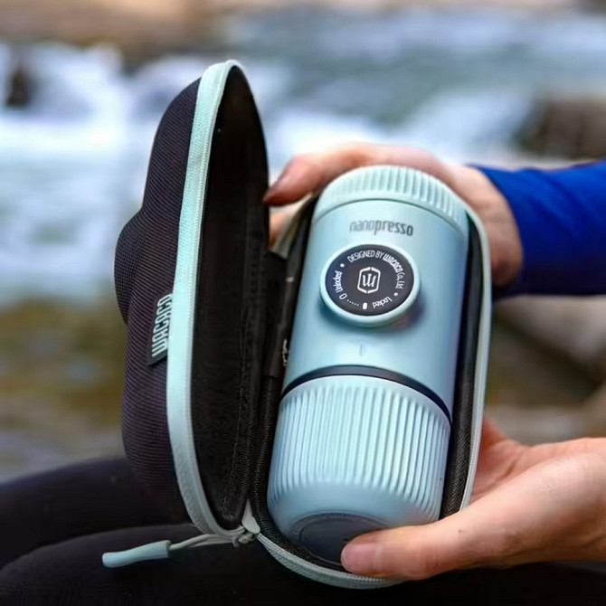 Эспрессо-кофеварка Wacaco Nanopresso 18 бар 80мл с чехлом Голубой Винница - изображение 3
