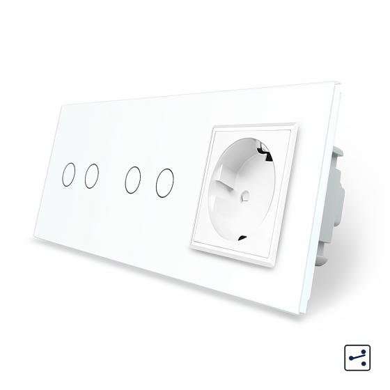 LIVOLO Сенсорний прохідний/перехресний вимикач 4 сенсора (2-2) 1 розетка Livolo білий скло (VL- Коломия