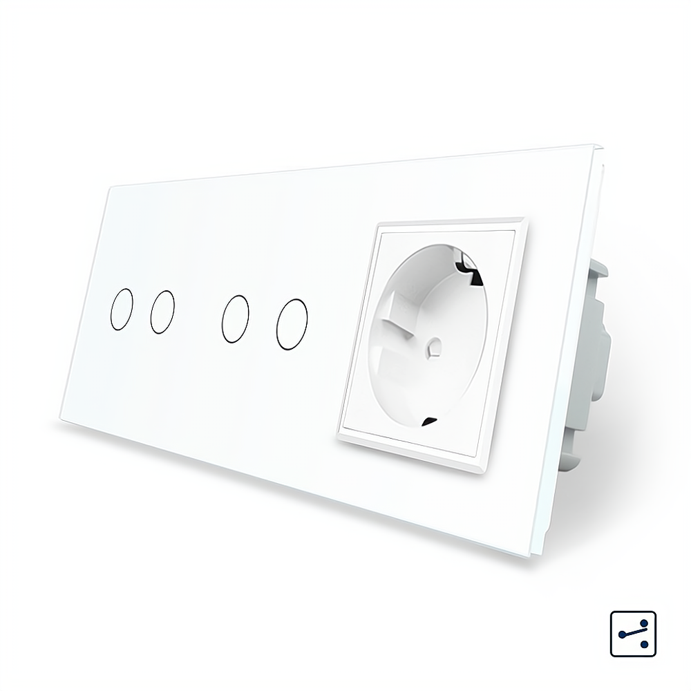 LIVOLO Сенсорний прохідний/перехресний вимикач 4 сенсора (2-2) 1 розетка Livolo білий скло (VL- Коломия - фото 6