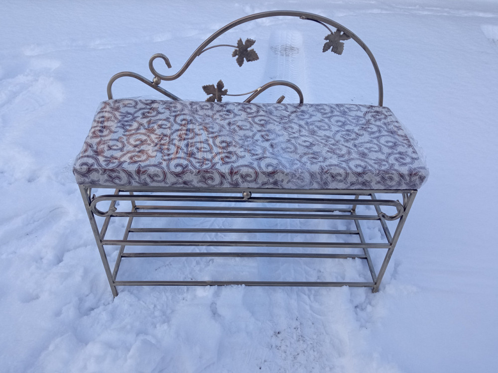 Прихожая банкетка пуфик пуф кованый со спинкой малый M-072 Киев - изображение 4