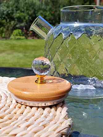 Чайник заварювальний Olens "Ромбус" 1500 мл скляний із бамбуковою кришкою для дому та ресторану Київ