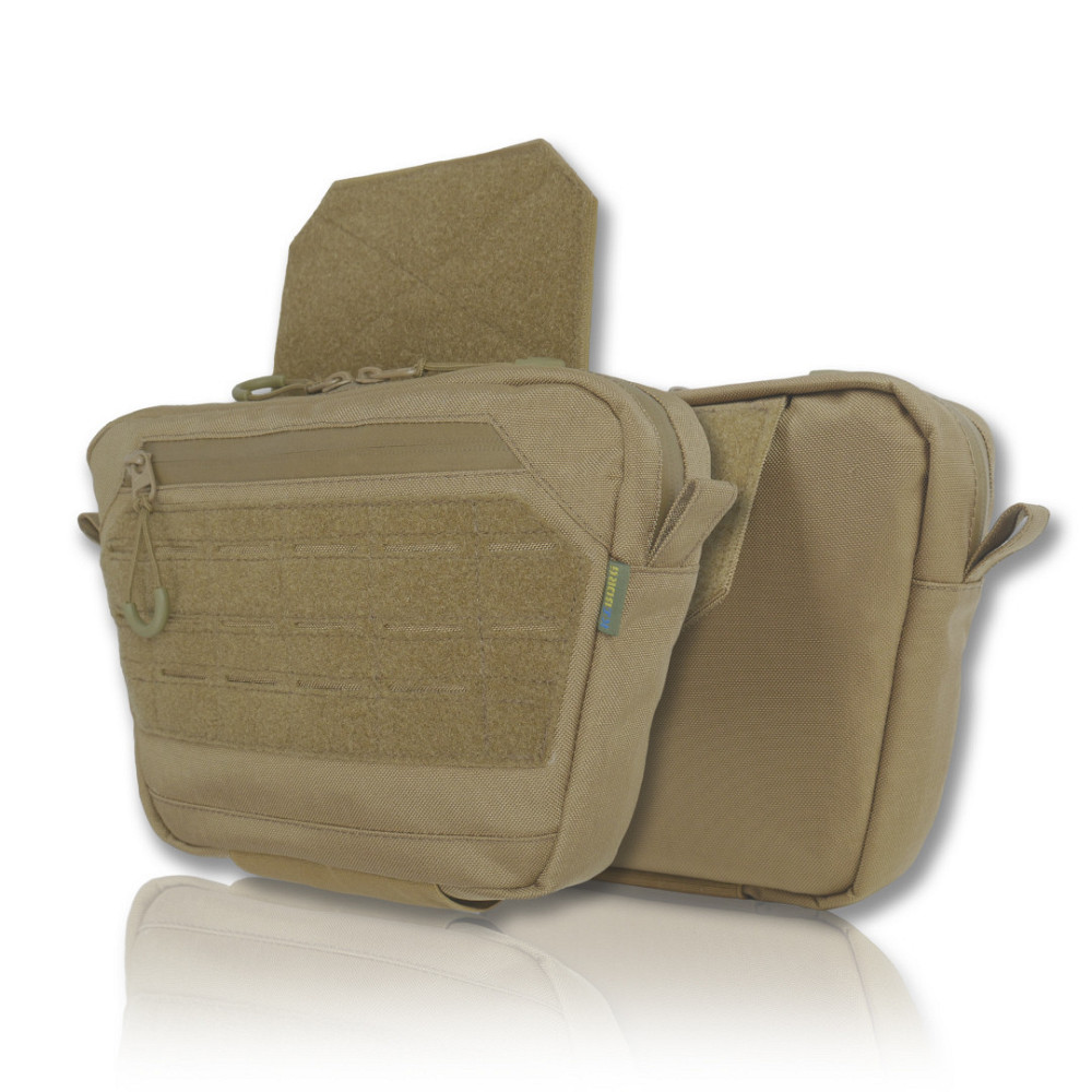 Сумка-напашник XL Kiborg GU Cordura Coyote. Сумка напашник койот с велкро панелью на плитоноску Киев - изображение 4