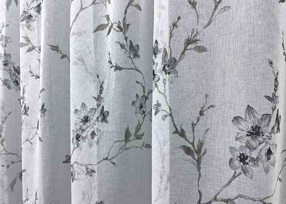 Тюль батист, колекція «Flora» колір білий з сірим принтом 1541т Київ