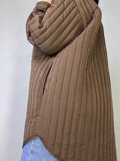 Куртка жіноча Lady Yep 9089 сорочка подовжена оверсайз стьобана демісезонна one size, коричневий, one size Київ - фото 20
