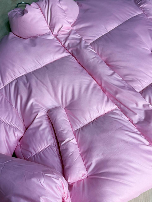 Куртка женская Haiziyuan 8606 короткая пуффер с воротником розовая, розовый, L Киев - изображение 18