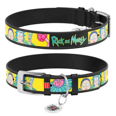 Ошейник для животных WAUDOG Design с QR паспортом "Рик и Морти 1" Ш 35 мм Д 46-59 см черный (3606-0280-01) Винница