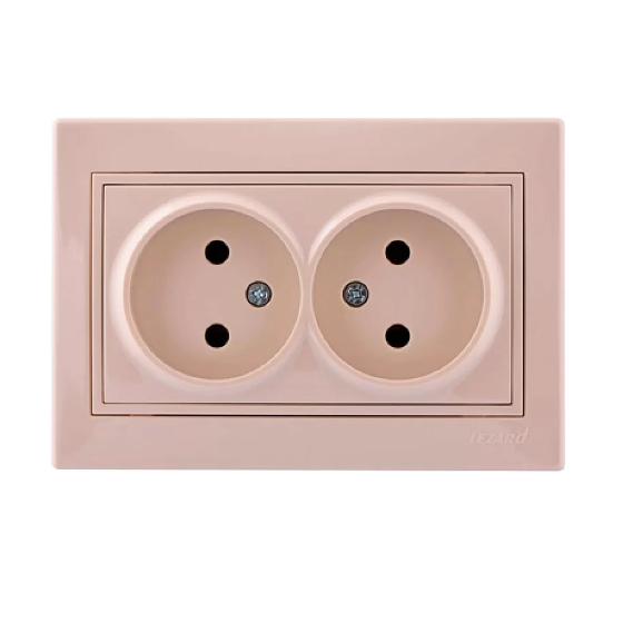 MIRA крем Розетка внутрішня 2-а без заземлення зі вставкою Лезард Житомир - изображение 1