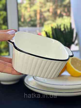 Тарілка глибока салатник із ручками "Вінтажний" 15*12*5,5 см 450 мл квадратна кераміка для дому та ресторанів Київ