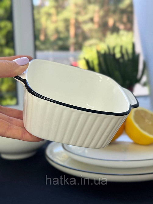Тарілка глибока салатник із ручками "Вінтажний" 15*12*5,5 см 450 мл квадратна кераміка для дому та ресторанів Київ - фото 1