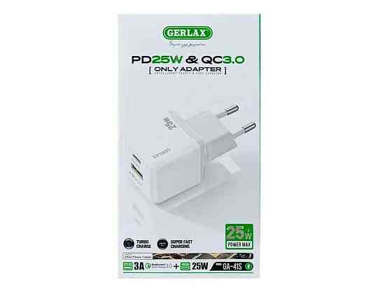 Мережевий зарядний пристрій USB GA-41S 3A/1USB/QC3.0/PD25W білий ТМ GERLAX Київ