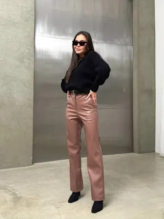 Женские кожаные брюки Palazzo теплые на флисе Харьков