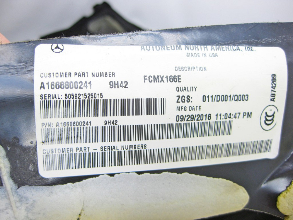 Mercedes-Benz  A1666800241 9H42 Килим салону 2-го ряду сидінь чорний GL/GLS X166 Одеса - фото 7