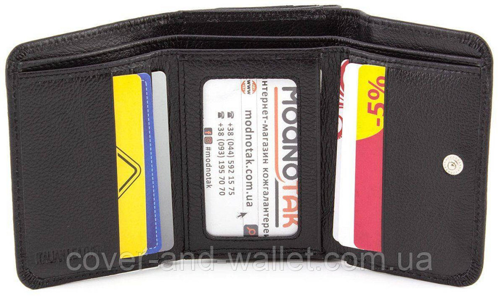 Маленький женский кошелек из натуральной кожи цвет черный ST Leather Киев - изображение 8