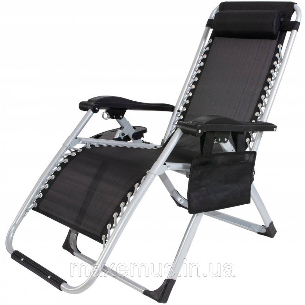 Раскладное кресло шезлонг туристический Bonro BG-006 черный + карман Садовый лежак пляжный шезлонг Мостиска - изображение 9
