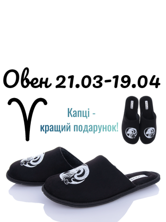 Тапочки Знак зодиака подарок Мужские закрытый носок Рак Pago 2106-2207 Овен 21.03-19.04, 43 Киев