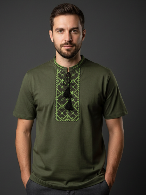 Футболка вишиванка зеленого кольору Київ - фото 2