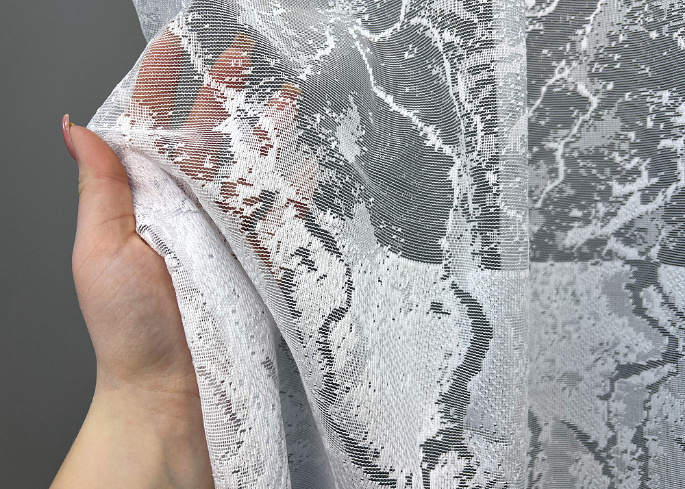 Короткий тюль, высотой 1,2м, жаккард мрамор цвет белый 2004т Киев - изображение 4