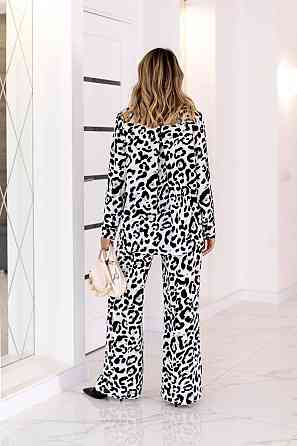 Жіночий легкий прогулянковий костюм: сорочка та штани американський креп Чорно-білий, 46/48 Одеса